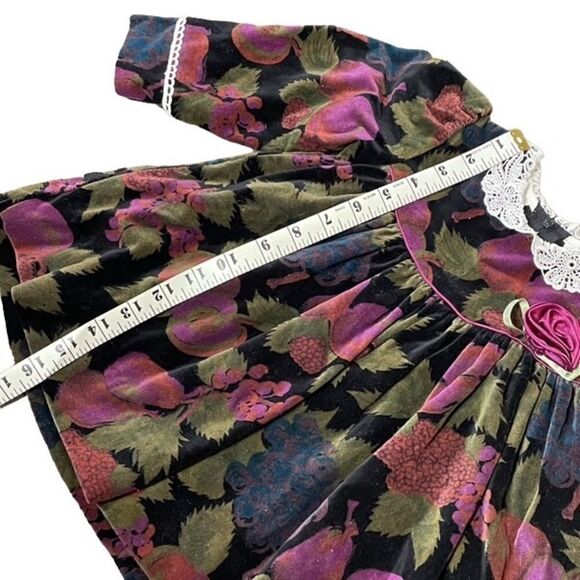 Vintage Pebbles & Stones Baby Velvet Floral Dress Size 18M - Picture 2 of 6
